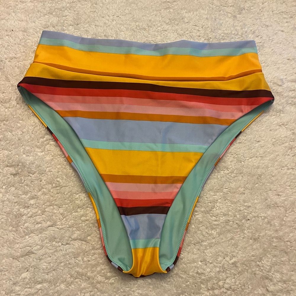 Aerie High Cut Stripe Bikini Bottoms